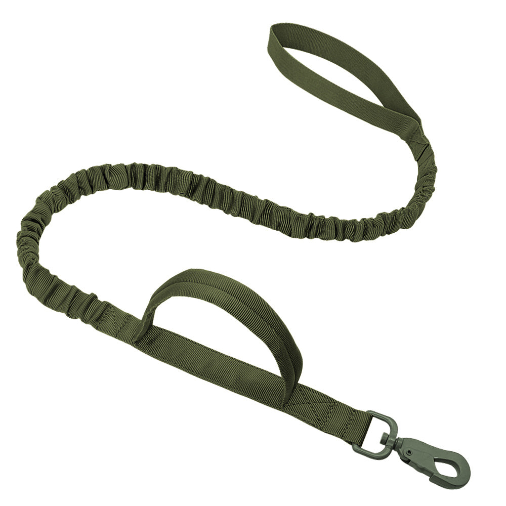 Tactical Elastic Dog Training Leash with Dual Control Handles – Heavy Duty Nylon for Walking & Obedience Training