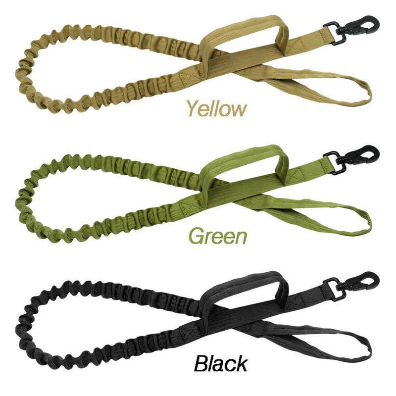 Tactical Elastic Dog Training Leash with Dual Control Handles – Heavy Duty Nylon for Walking & Obedience Training