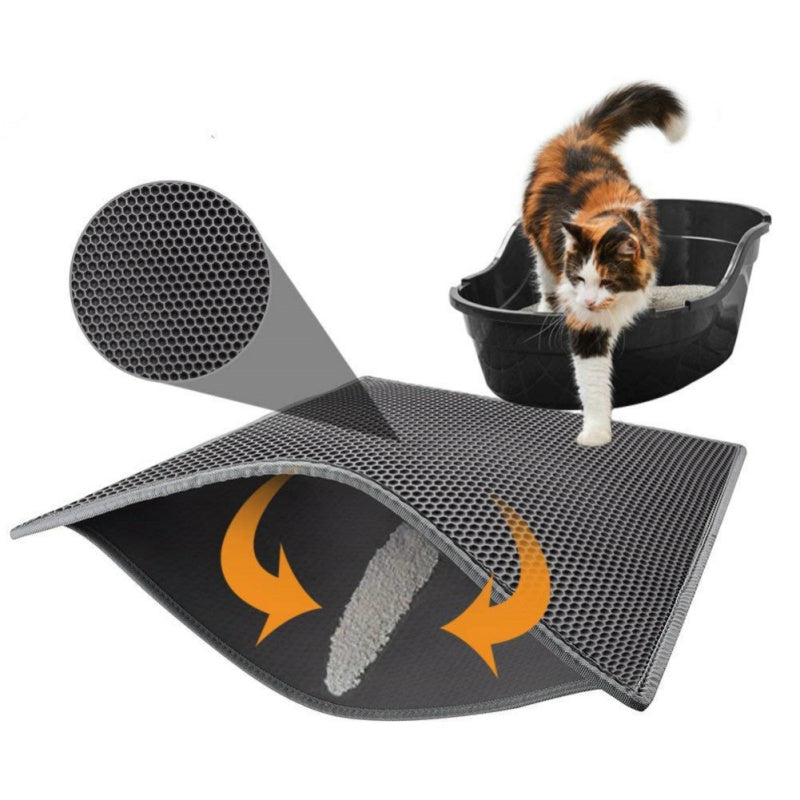 Double-Layer Honeycomb Cat Litter Mat – Waterproof, Urine-Proof & Easy Clean EVA Pad