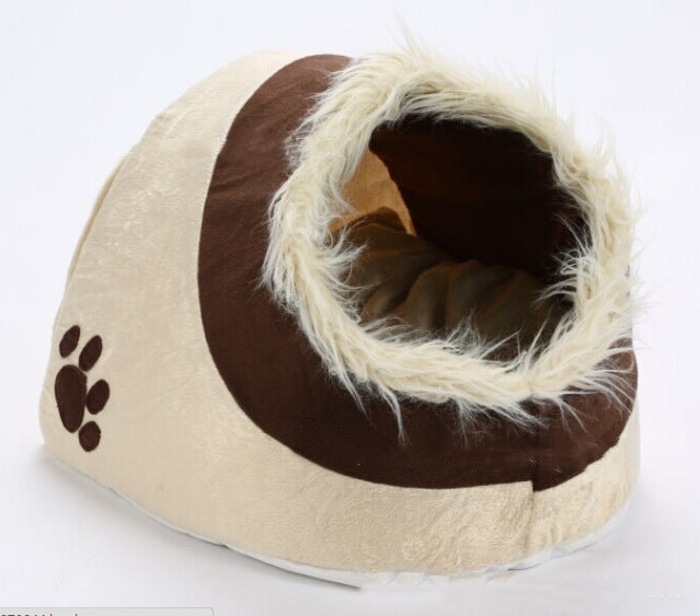 Soft Pet Bed House – Cozy Indoor Dog & Cat Bed with Enclosed Design